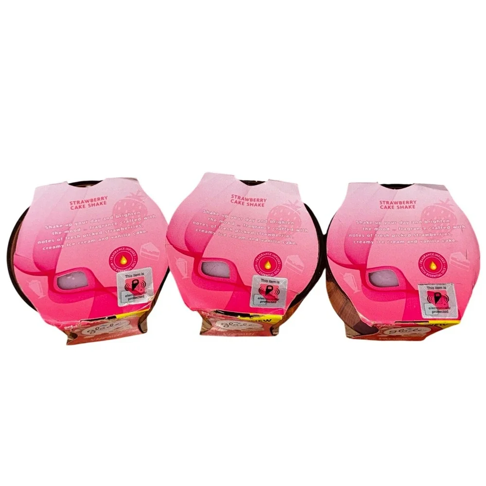 Glade Strawberry Cake Shake 3 Wick Scented Candle 6.8 oz 3-Pack Bundle NEW